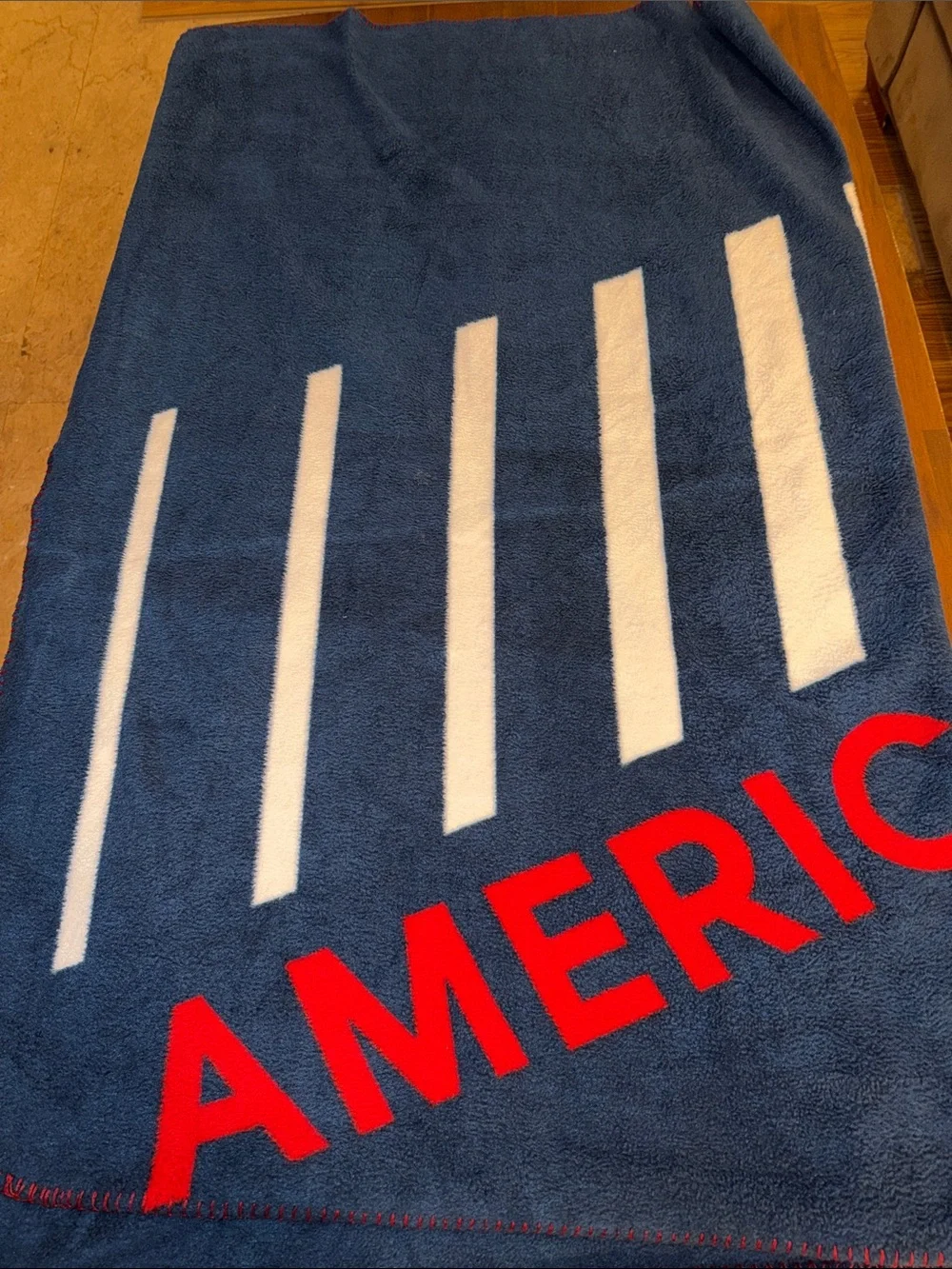 American Eagle Fleece Throw Blanket. Red, white and blue. 50 inches x 60 inches